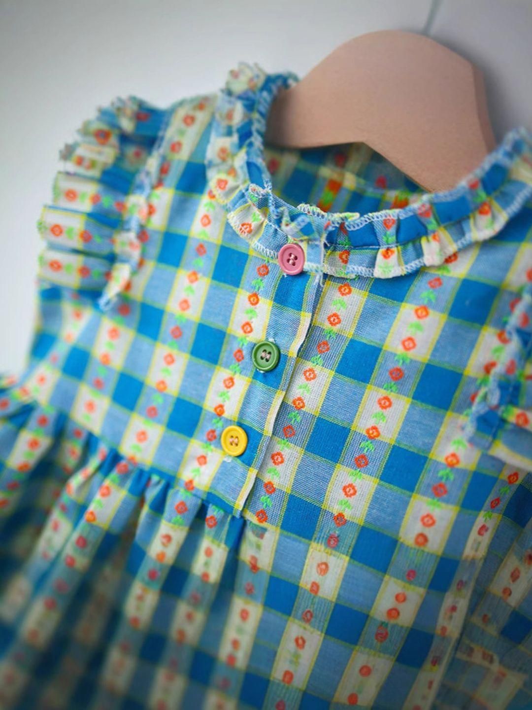 YK Checked Fit & Flare Dress