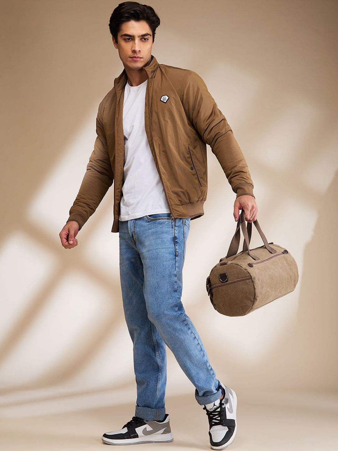 Being Human Men Bomber with Patchwork Jacket