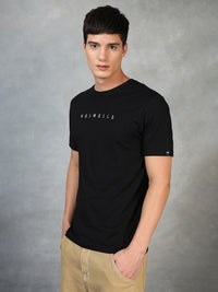 Bewakoof Men Black Typography Printed Pure Cotton T-shirt