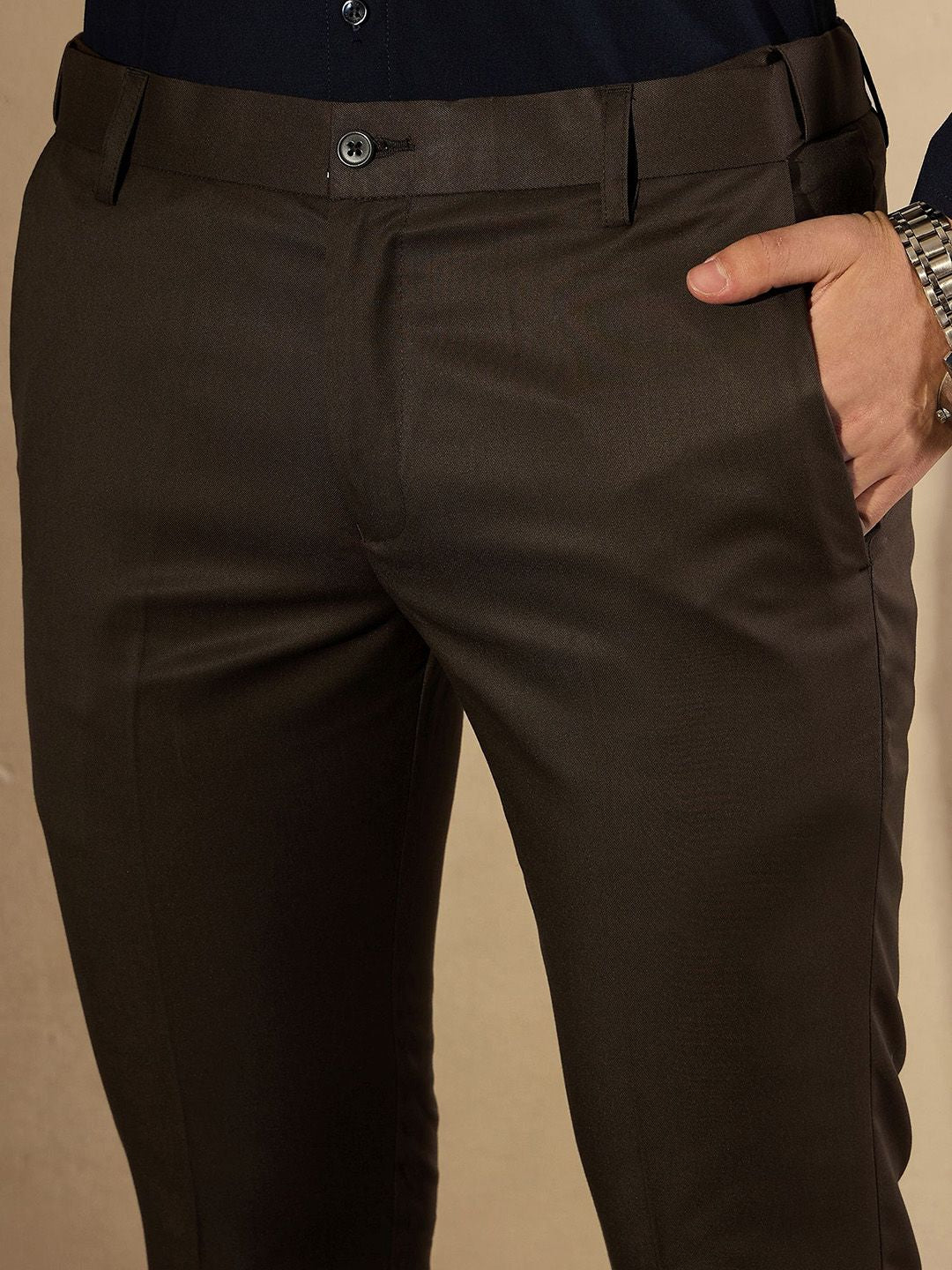 DENNISON Men Smart Tapered Fit Easy Wash Trousers