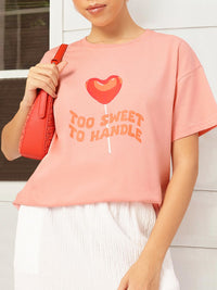 DressBerry Candy Crush Conversational Print Relaxed T-shirt