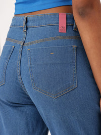 DressBerry Women Bold Grunge Embellished Sequined Mom Fit Jeans