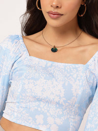 DressBerry Floral Frenzy Printed Smocked Crop Top