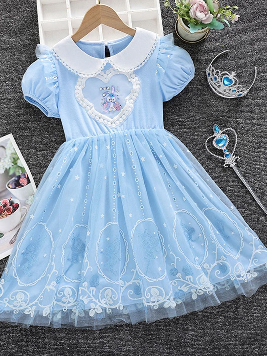 YK Girls Embellished Fit & Flare Dress