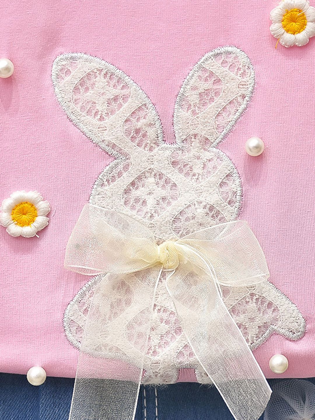 YK Girls Embroidered Round Neck Top With Shorts