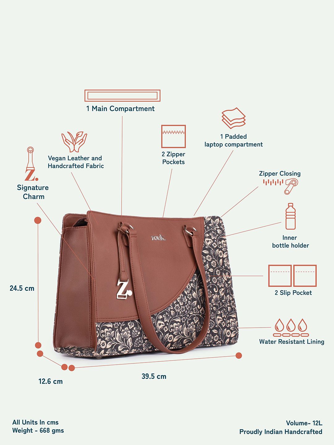 ZOUK Women Floral Printed Structured Shoulder Bag