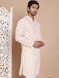 Jompers Men Geometric Printed Chikankari Kurta