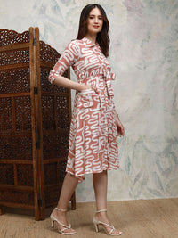 Vishudh Women Abstact Printed Shirt Midi Dress
