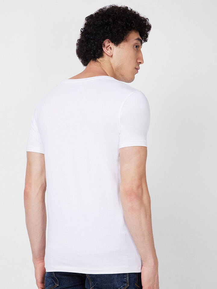 SPYKAR Round Neck Short Sleeves Printed Slim Fit Cotton T-shirt