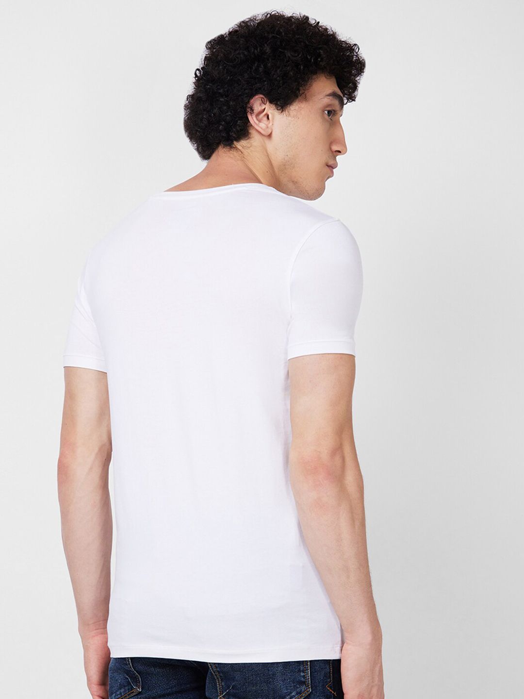 SPYKAR Round Neck Short Sleeves Printed Slim Fit Cotton T-shirt