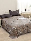 Story@home Coffee Brown Abstract Printed 240 TC Satin Finish Queen Bedsheet Set