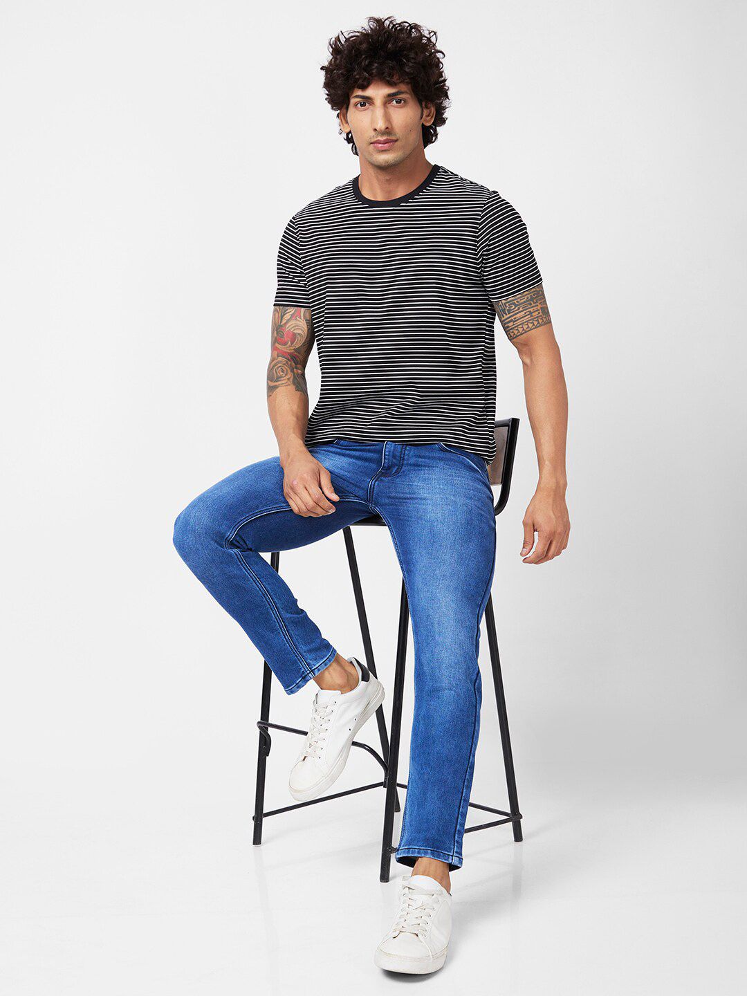 SPYKAR Striped Slim Fit Cotton T-shirt