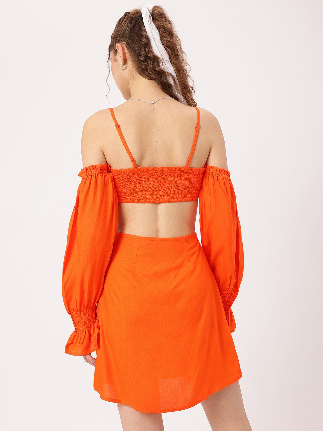 DressBerry Boss Babe Cut-out Waist Smocked A-Line Mini Dress