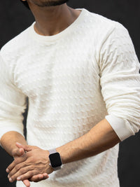 Powerlook Men Self Design Round Neck Cotton T-shirt