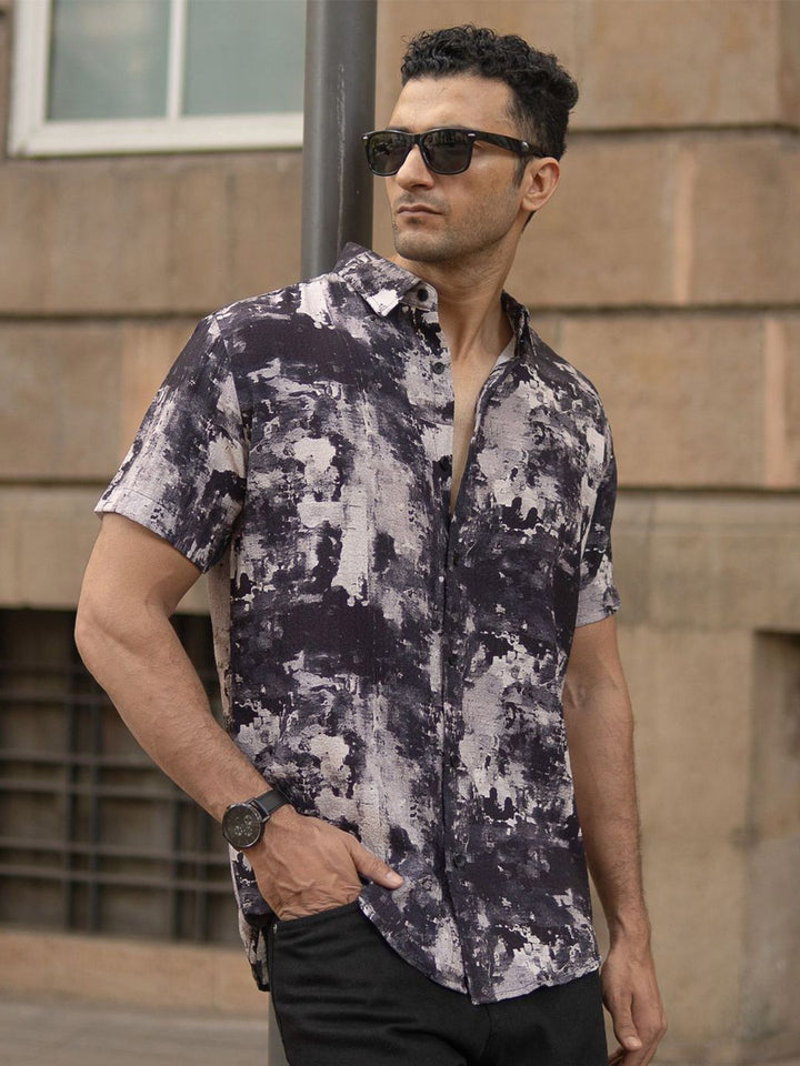 Powerlook Men Abstract Printed Spread Collar Casual Shirt