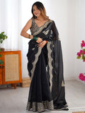 Saree mall Embellished Sequinned Organza Sarees