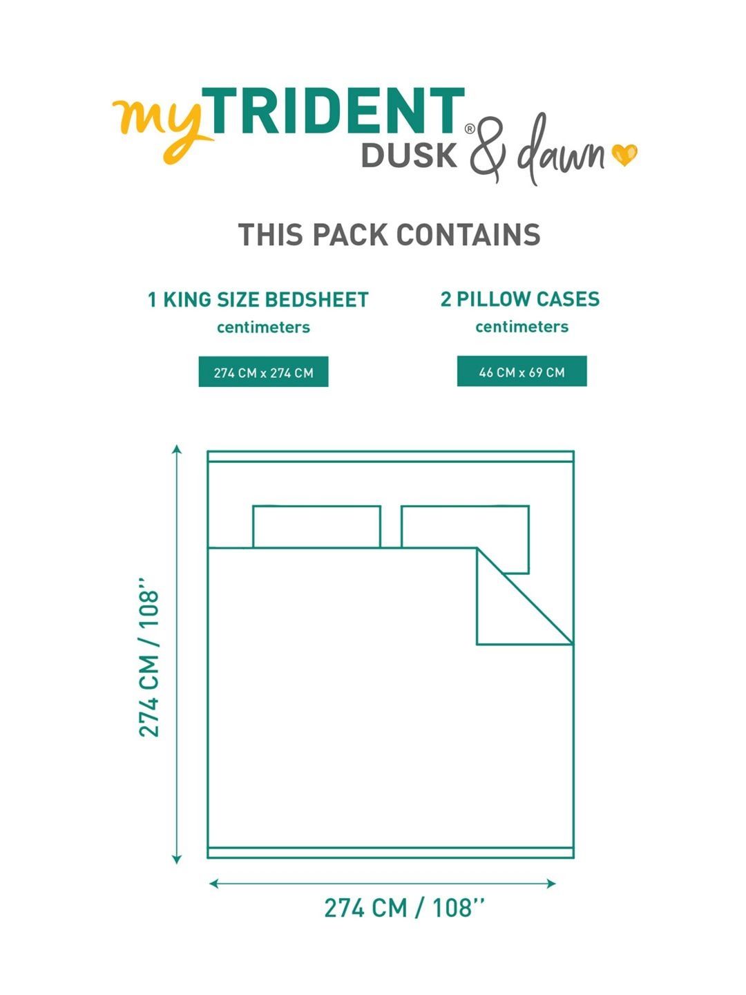 TRIDENT Crossroads Red Dusk & Dawn Flat 144TC King Cotton Bedsheet Set