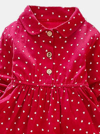 YK Girls Conversational Printed Cotton Shirt Dress