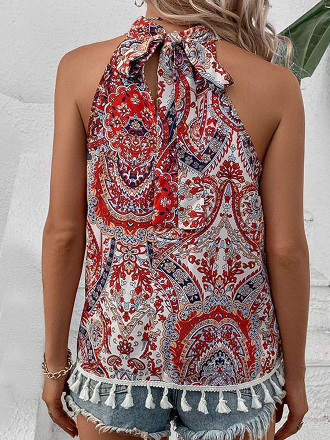 all about you Print Halter Neck Blouson Top