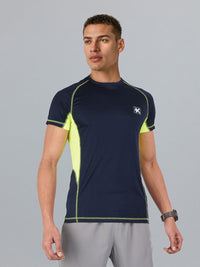 HRX by Hrithik Roshan Colourblocked Raglan Sleeves Sports T-shirt with Brand Logo Detail