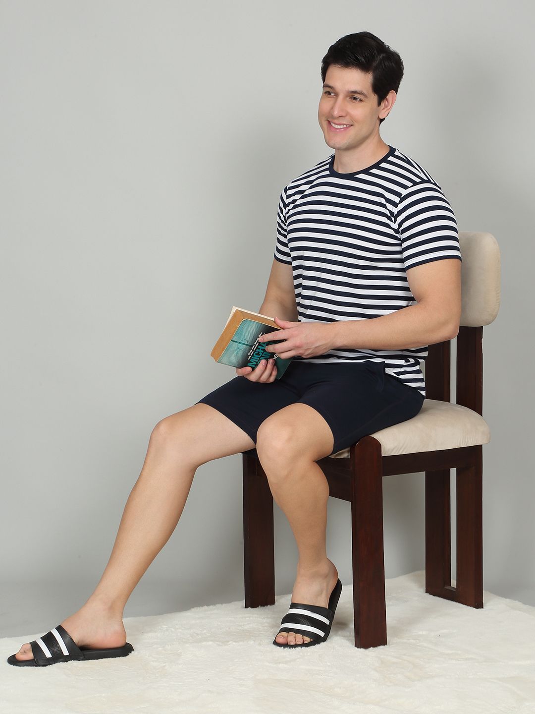 Sweet Dreams Men Striped Round Neck Night suit