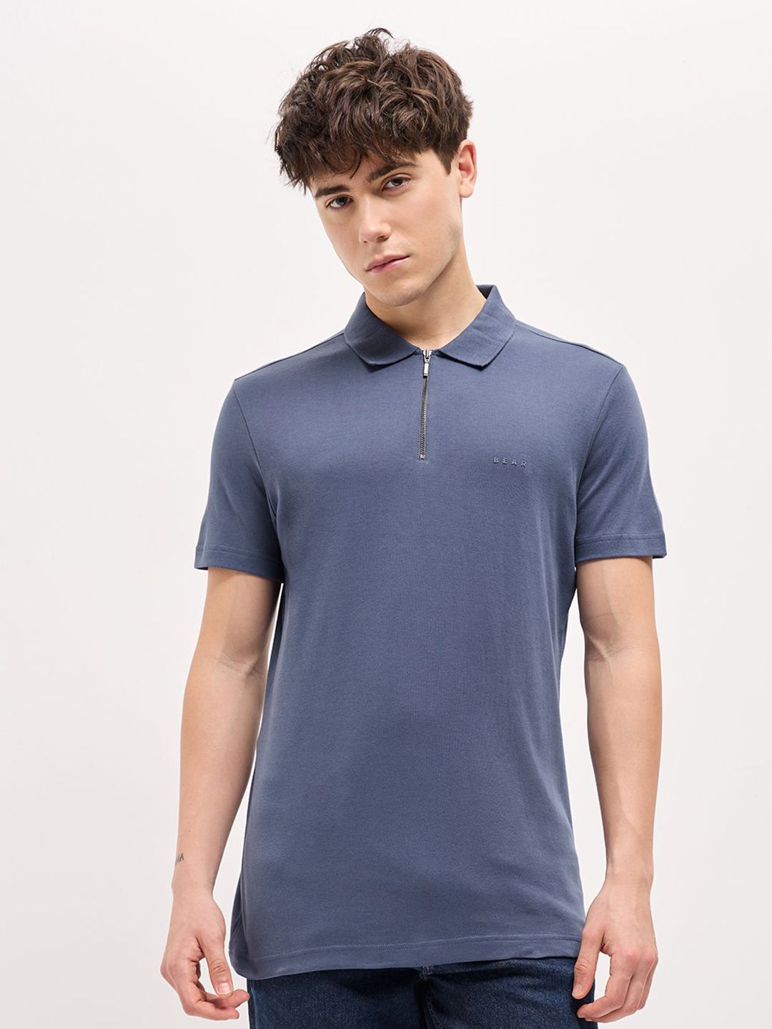 THE BEAR HOUSE Polo Collar Pure Cotton T-shirt
