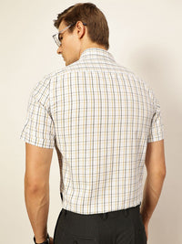 Thomas Scott Men Smart Spread Collar Tartan Checked Cotton Formal Shirt
