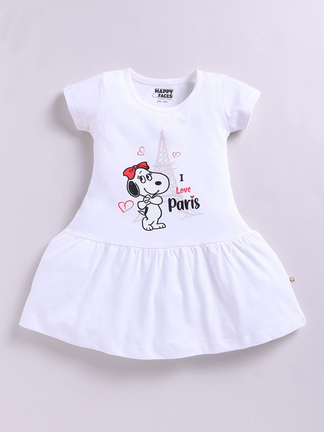 Happy Faces Girls Peanuts Printed Pure Cotton Fit & Flare Dress
