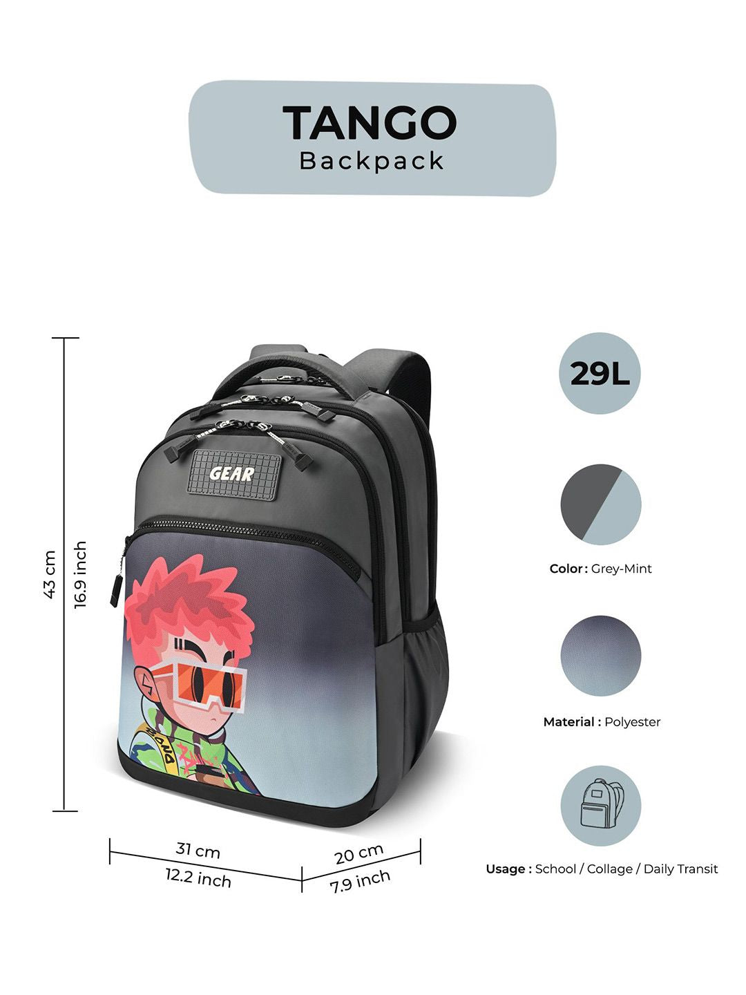 Gear Unisex Printed Backpack