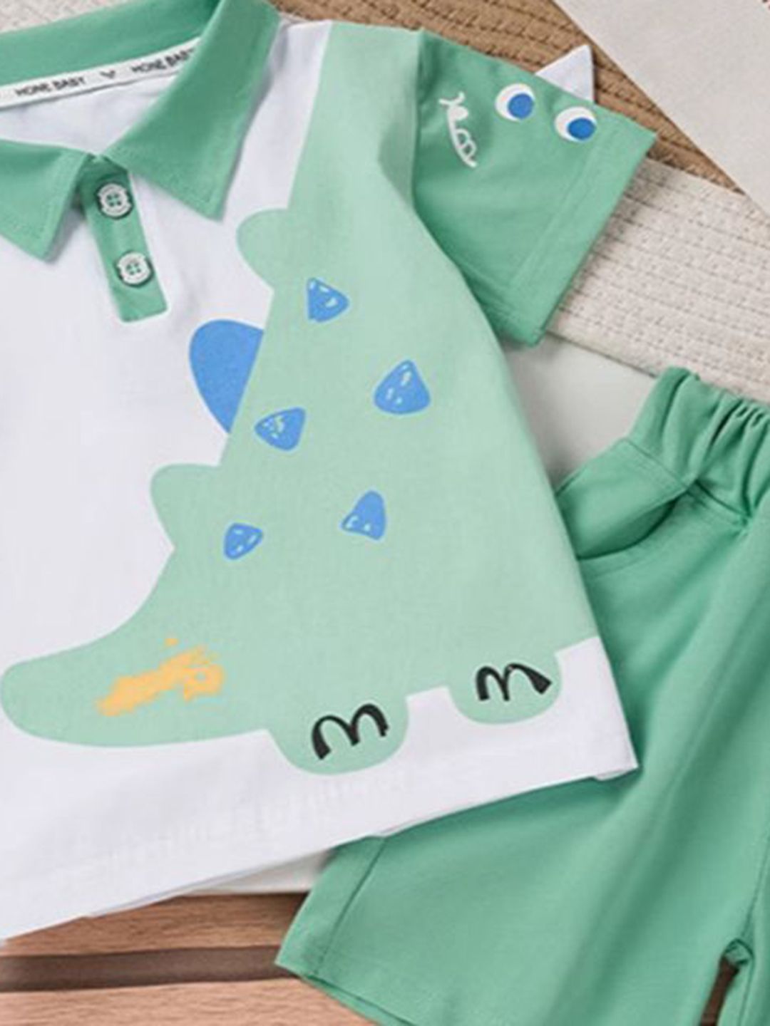 YK Boys Printed Polo Collar T-Shirt With Shorts