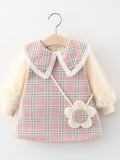 YK Checked Fit & Flare Dress