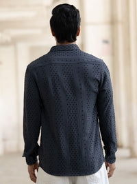 Powerlook Men Spread Collar Textured Casual Shirt