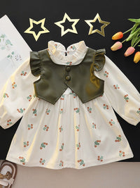 YK Girls Floral Printed Fit & Flare Dress