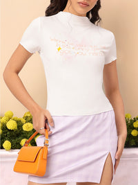 DressBerry Soft Girl Printed High Neck Tee