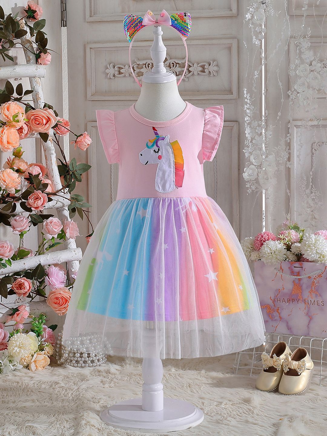 YK Print Fit & Flare Dress