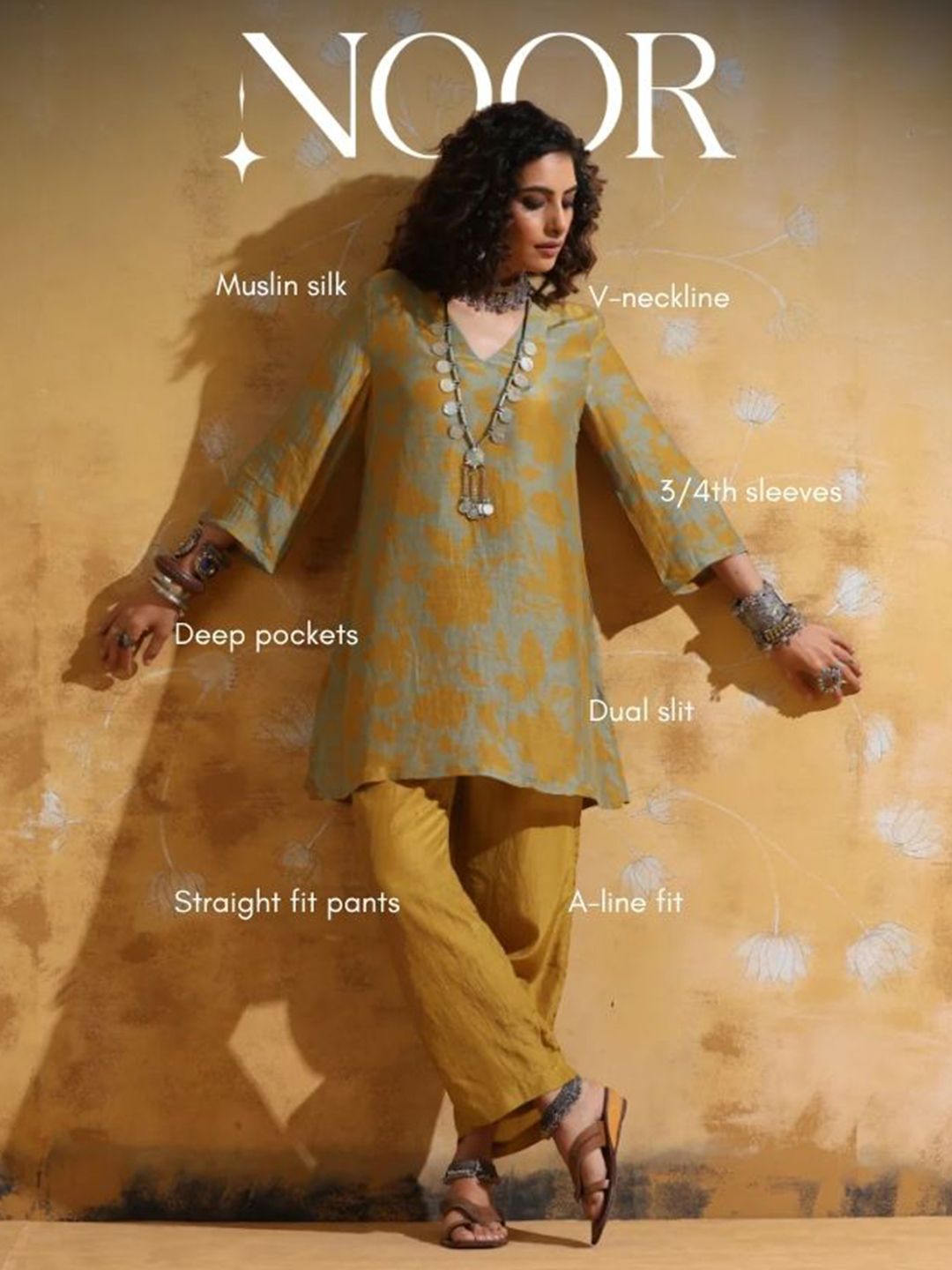 trueBrowns Printed Tunic With Trousers Co-Ords