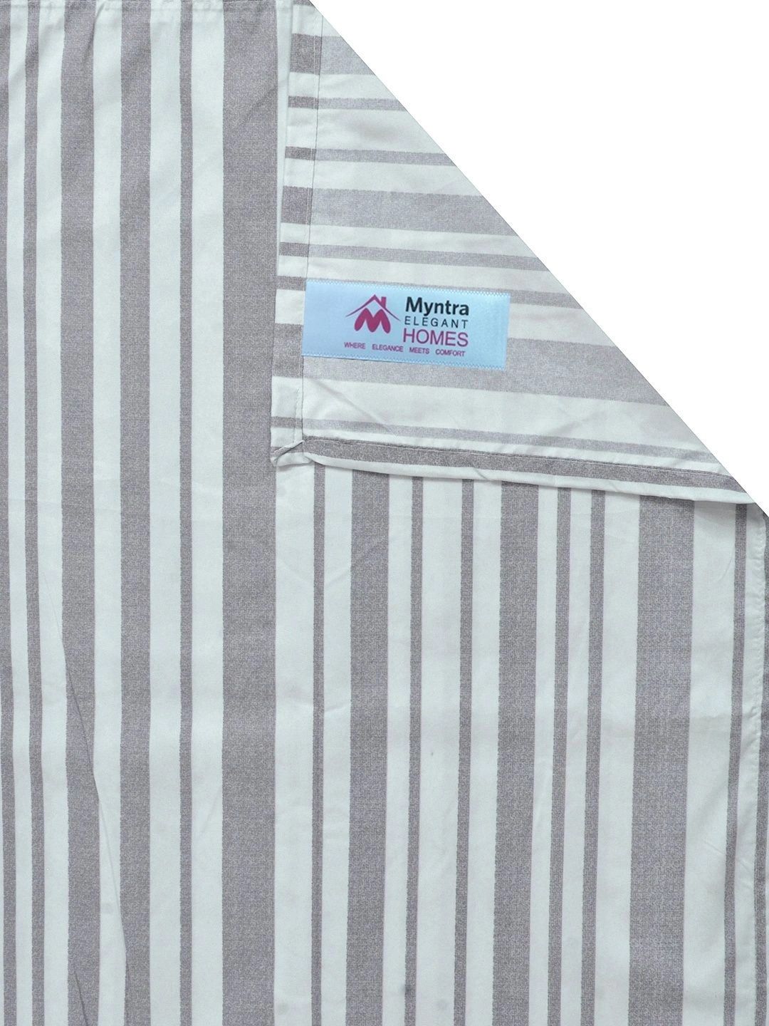 Myntra Elegant Homes Grey Striped 300 TC King Double Bedsheet with 2 Pillow Covers