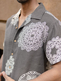 Powerlook Men Grey Mandala Printed Shirt
