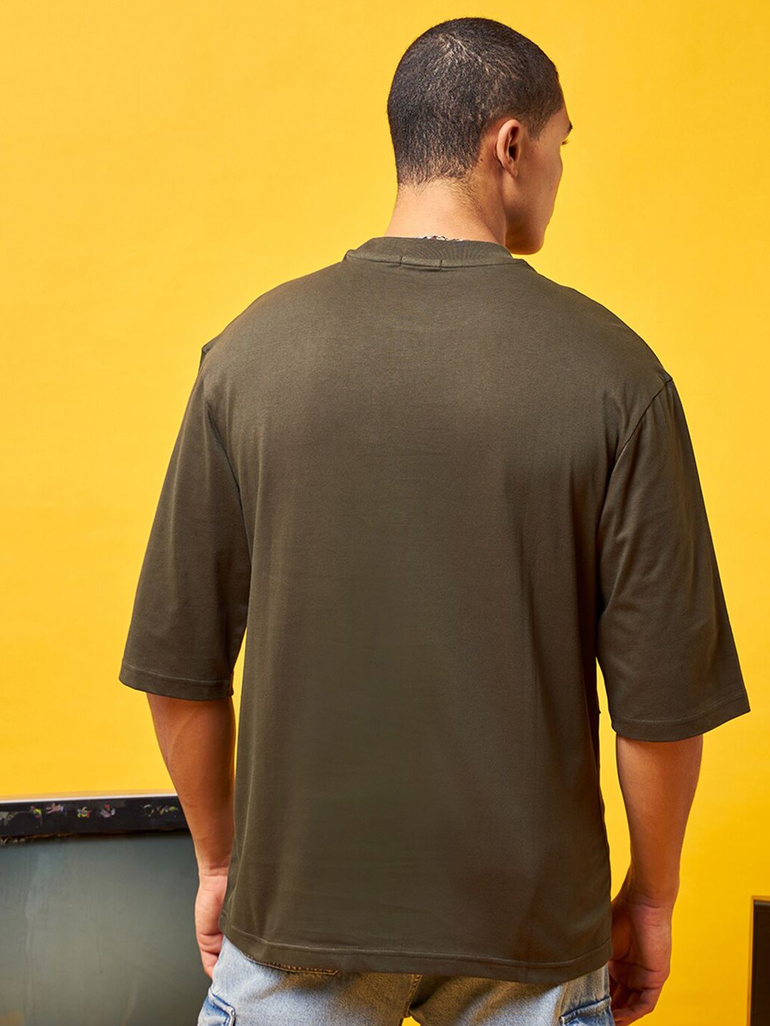 Bewakoof Mickey Mouse Printed Drop-Shoulder Sleeves Oversized Pure Cotton T-shirt