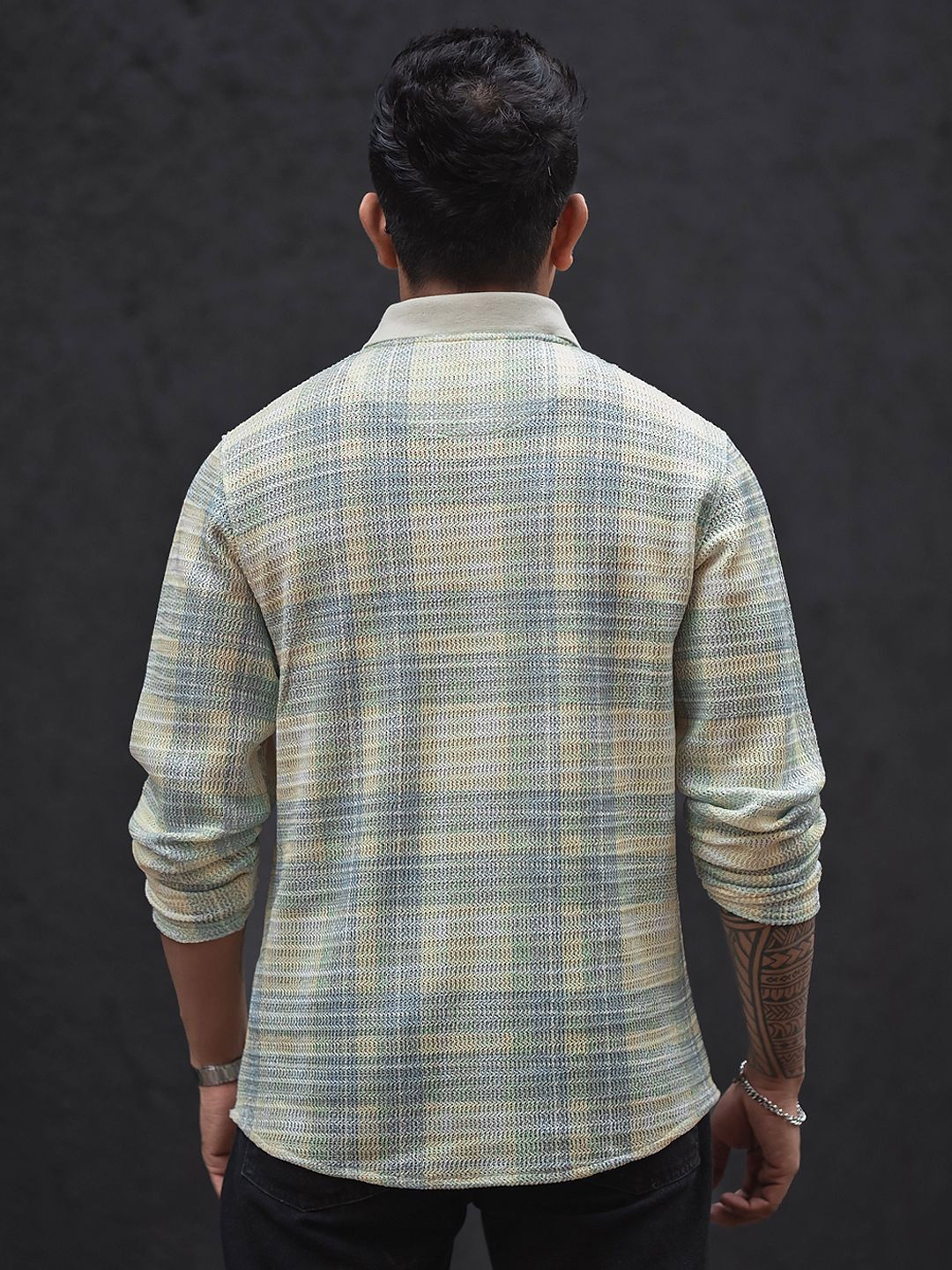 Powerlook Men Checked Polo Collar T-shirt