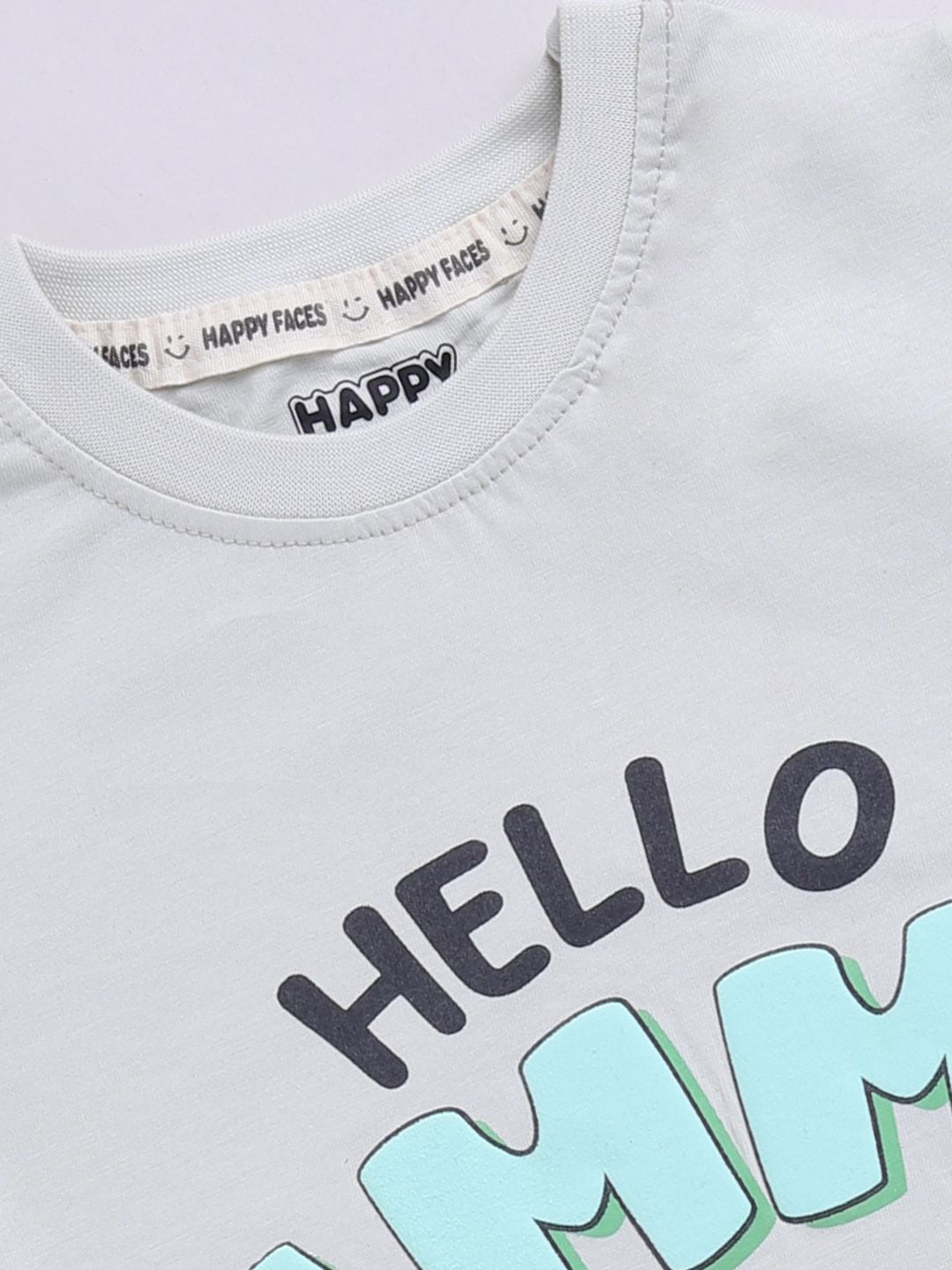 Happy Faces Boys Typography Printed Pure Cotton T-shirt