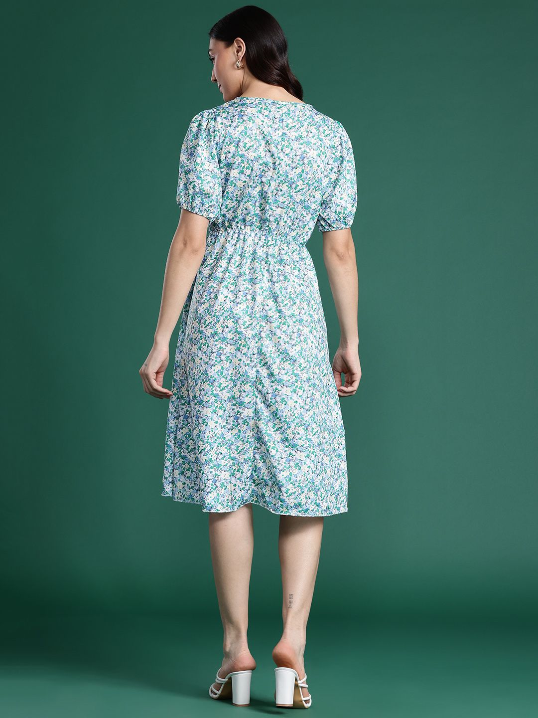 DressBerry Floral Print A-Line Midi Dress
