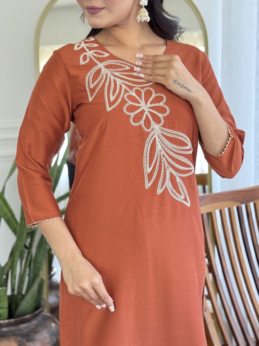 KALINI Women Floral Embroidered Silk Kurta with Trousers & Dupatta