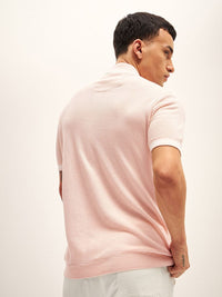 THE BEAR HOUSE Self Design Polo Collar T-Shirt