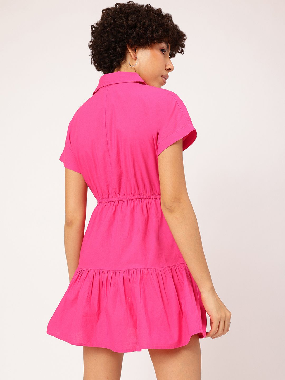 DressBerry Blush & Bold Tie-Up Waist A-Line Mini Dress