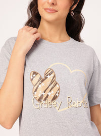 DressBerry Bunny Bun Printed Drop Sleeves T-shirt