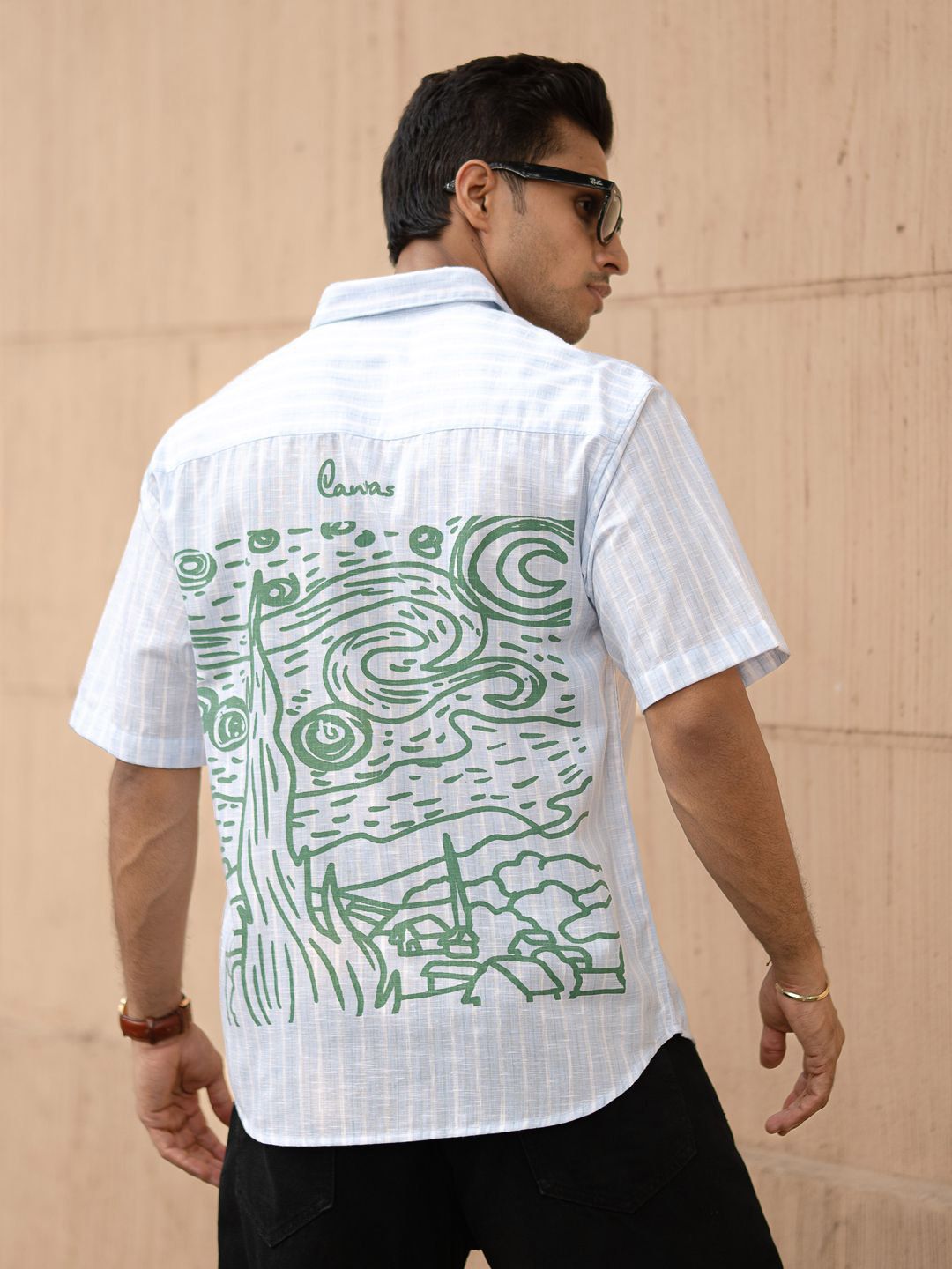 Powerlook Men Striped Oversized Drop-Shoulder Sleeves Casual Shirt