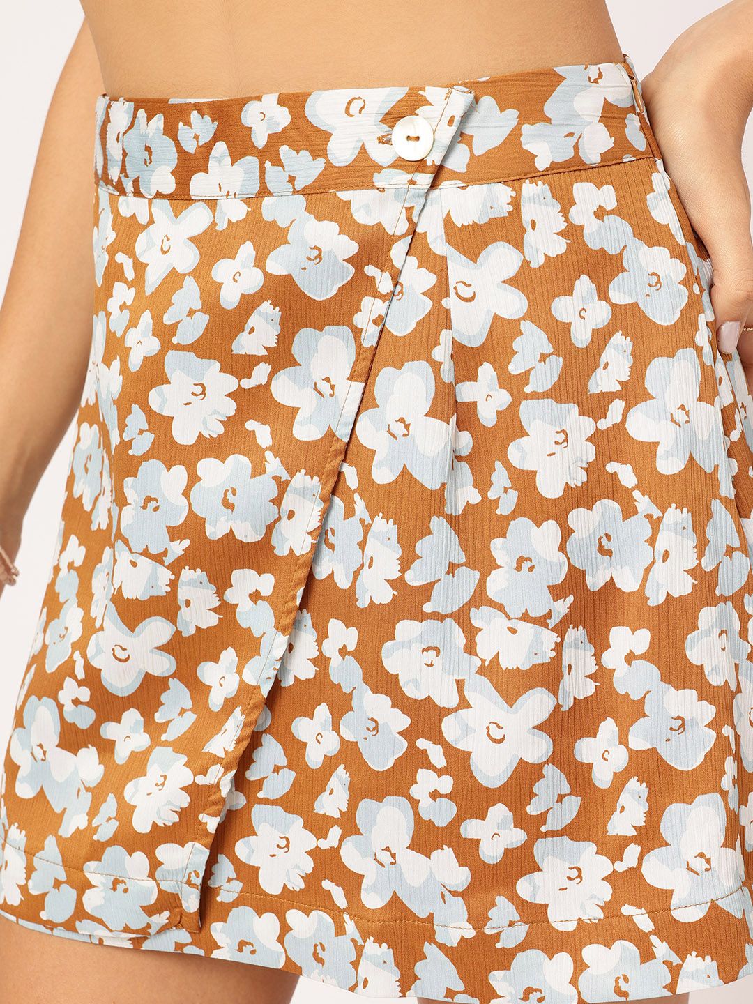 DressBerry Classy Floral Fusion Wrap Mini Skirt