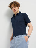 THE BEAR HOUSE Men Solid Polo Collar Pure Cotton T-shirt