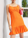 DressBerry Tangerine Sway Ruffles Empire Mini Dress